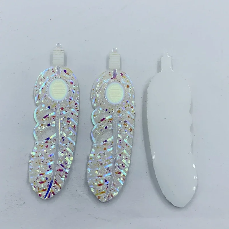 Wholesale 96pcs 18*62mm Leaf &Feather AB Resin Rhinestone Flatback Gems Cabochon Appliques/Wedding Decoration Craft -264E50*12