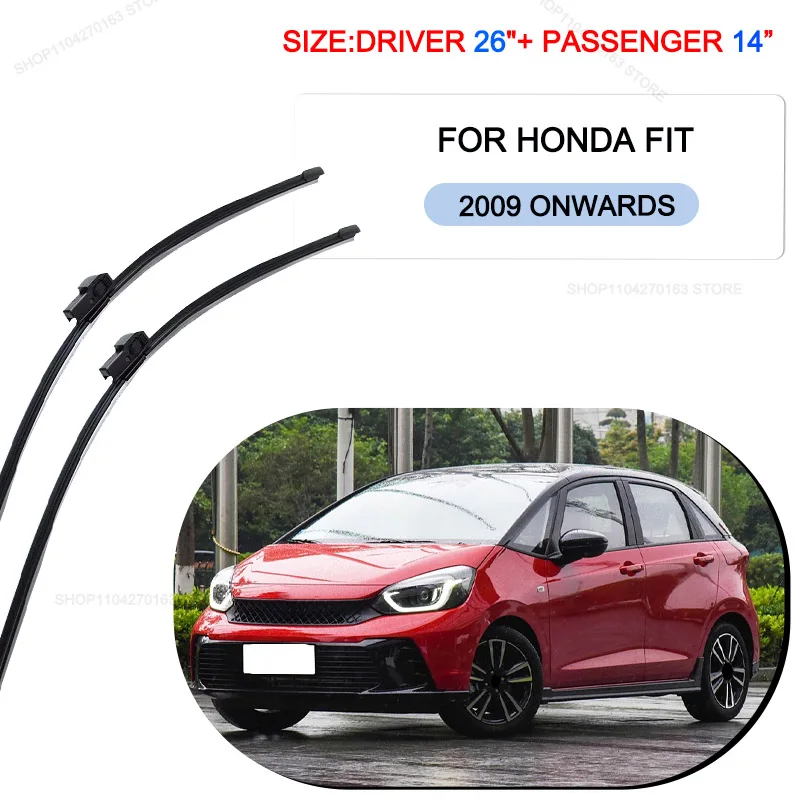

Car Wiper Blade For Honda FIT 2009 Onwards Auto Windshield Windscreen Front Window Wipers Blades 26"+14" Car Accessories
