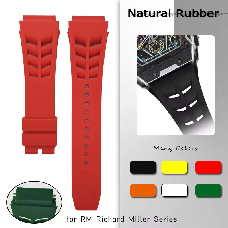 Weiches Silikonarmband für Richard Mille RM53/055/011/050 Herren-Armband aus wasserdichtem, schweißfestem Gummi, 25 mm, Uhrenzubehör, Band