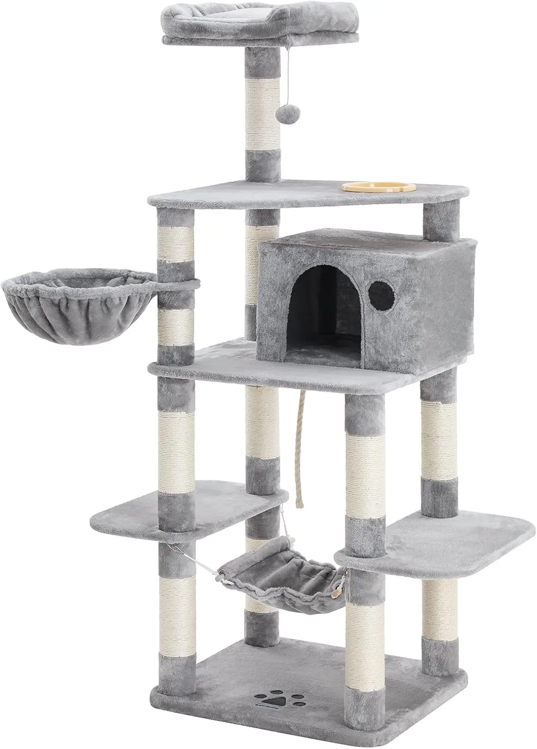 FEANDREA scratching post with dog-proof cat bowl, stable, 164 cm, tilting protection