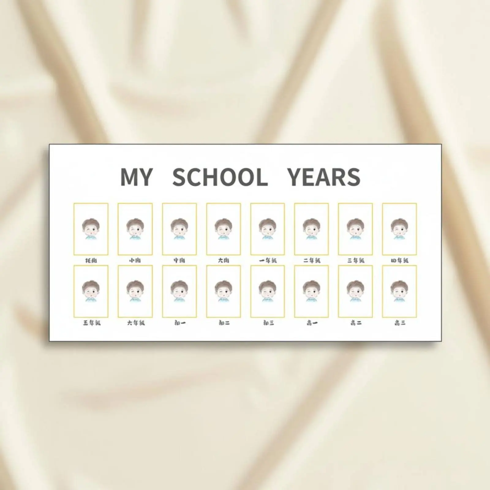 Growth Memorial Frame Rounded Corners School Years Frame Pre-K to 12 Photo Display Multi-Slot Layout Personalized for Students