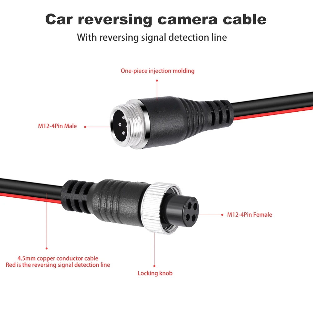 4 Pin Car Camera Video Cable With Reverse Trigger Line For M12 Rear View Camera,Aviation Cord Extension Wire