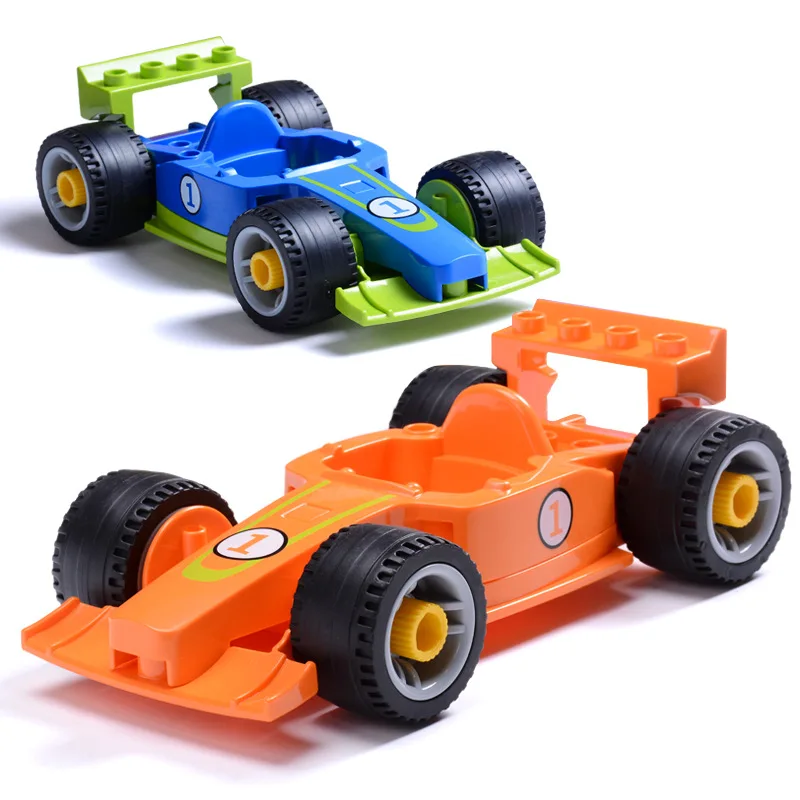 

Large Particle Racing Car Building Blocks, Blue/Orange Optional, Educational Assembly Racing Toy for Kids, Creative Interlocking