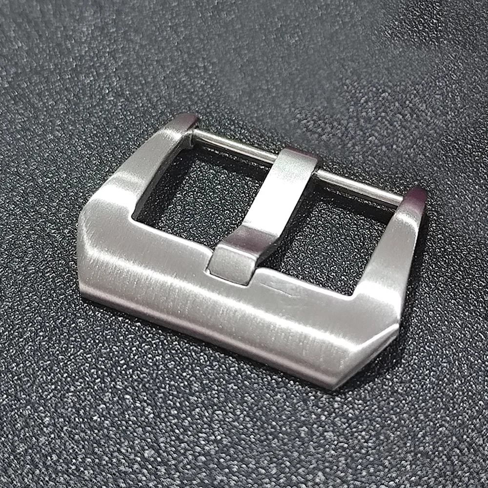 

Ремешок для часов с металлической пряжкой, ремешок 22 мм, однотонная квадратная кнопка, серебристый, черный, розовое золото, матовая полированная застежка из нержавеющей стали