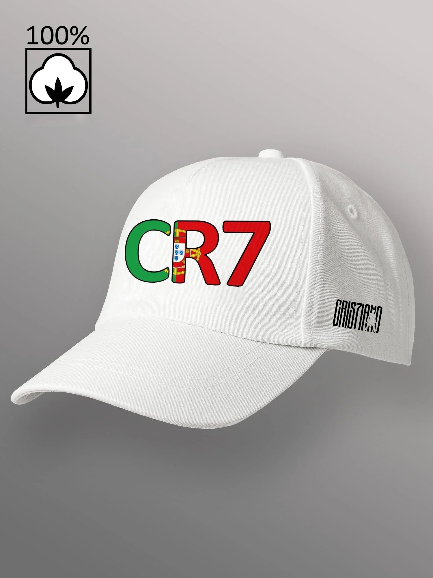 CR7 Portugal Print Black Print Adjustable COTTON BaseballCap for Men Women Wear for Outdoor Travel Sun Shading Duckbill Cap
