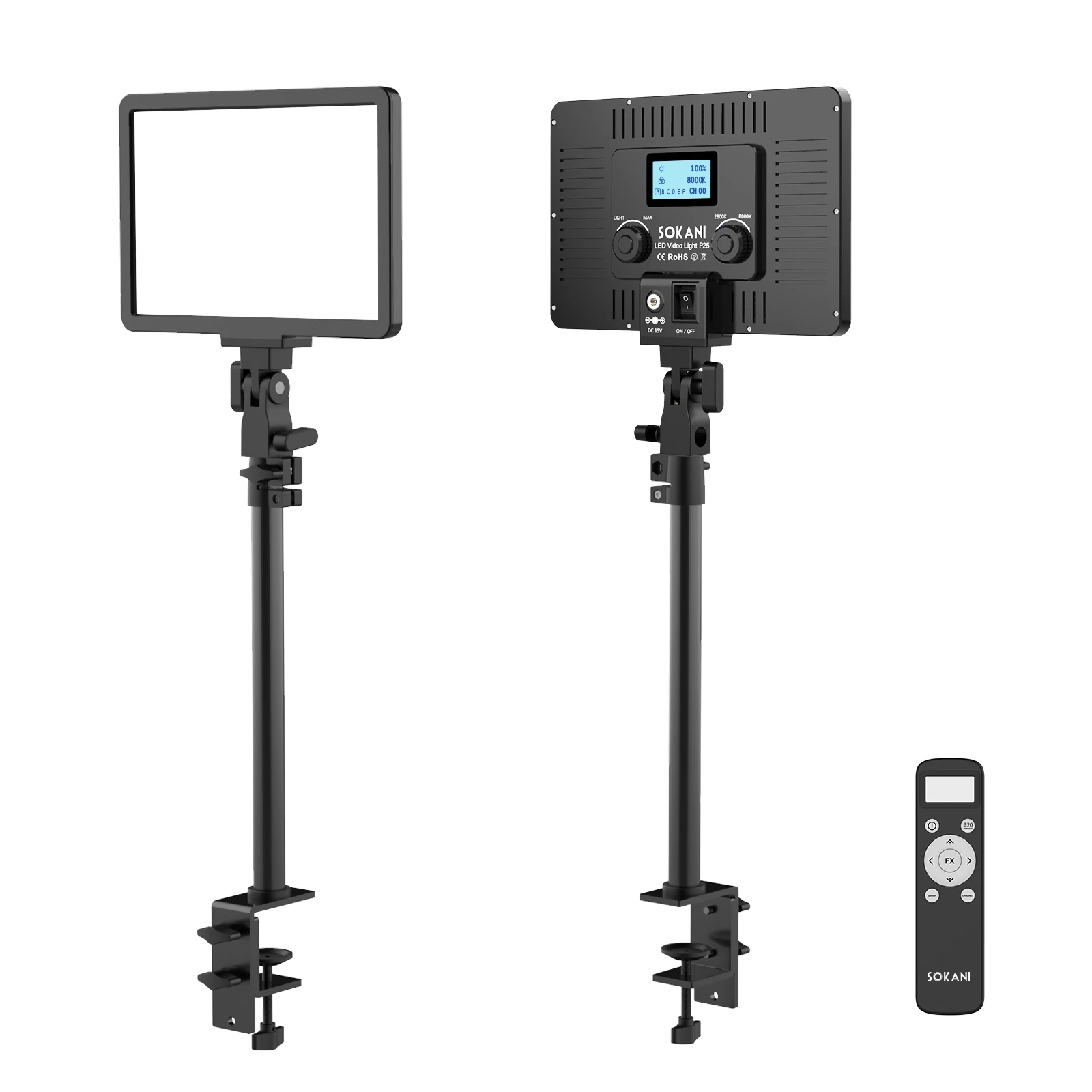 Sokani P25 2-Light Kit Dimmable LED Video Light Panel Fill Lamp For E-sports Live Stream Photo Studio Video Calls Zoom Meetings