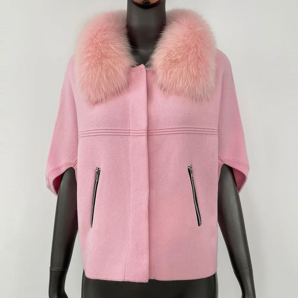 2024 European Fashion Real Fox Fur Cardigan Knitted Sweater Natural Fox Fur Jacket Clothes for Women Autumn Winter Outerwear