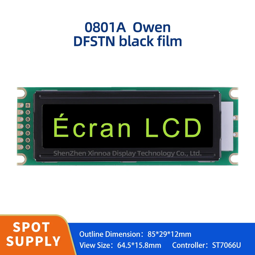 

Character LCD Module Display 0801A European DFSTN Black Film Yellow Letters 8 * 1 Character LCD Screen COB LCD Module