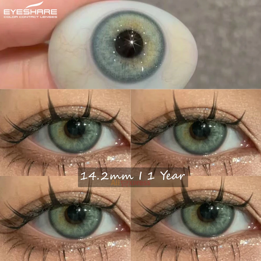 EYESHARE Natural Colored Contact Lenses for Eyes Green Lenses Blue Eye Contacts Brown Beauty Contacts Yearly 2pcs/pair Gray Lens