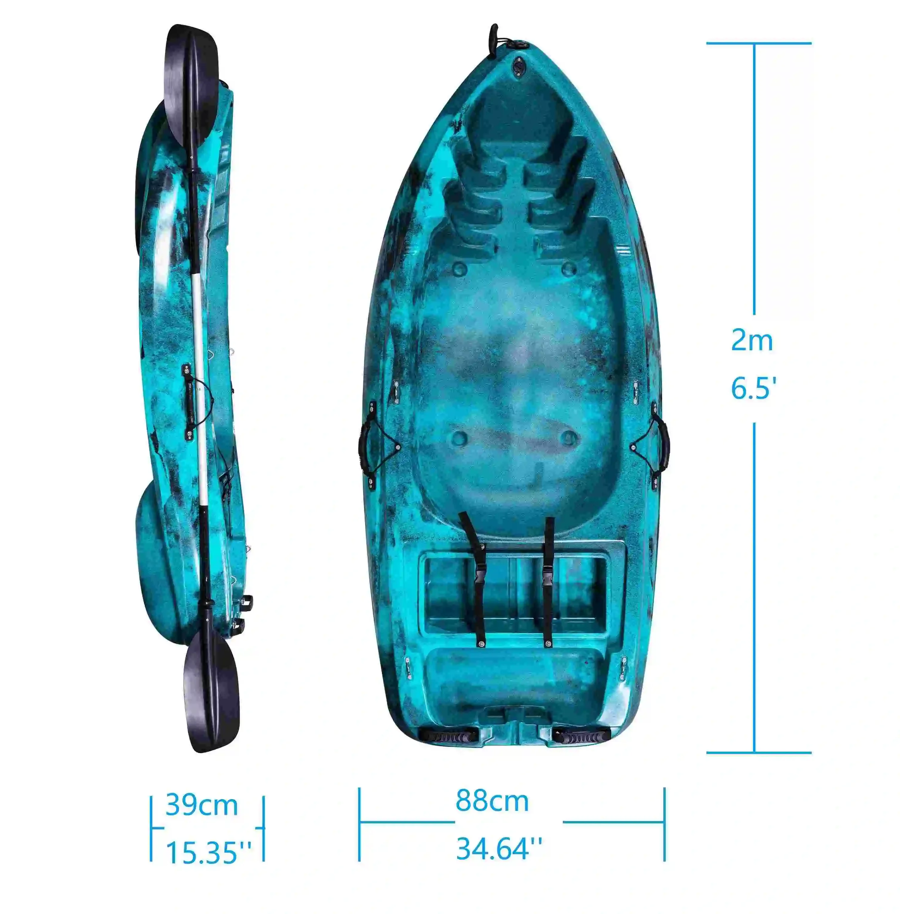 Easy Carrying Small Single Person Boat 2m 6.5ft Paddle Fishing Kayak PE Hull Material For Lakes And Rivers Customize Logo Color