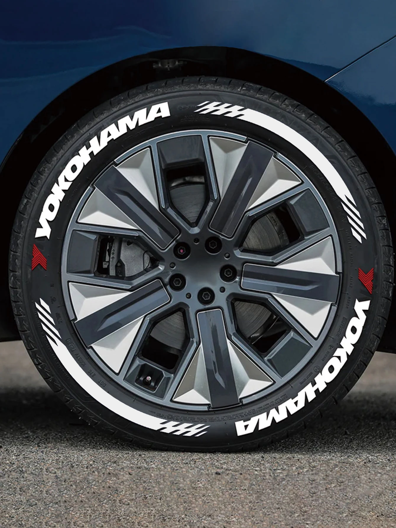 Yokohama Tire Letter Stickers Set for 4 Wheels 3D PVC Raised Tire Decals Waterproof Racing Sidewall Car Styling Decor