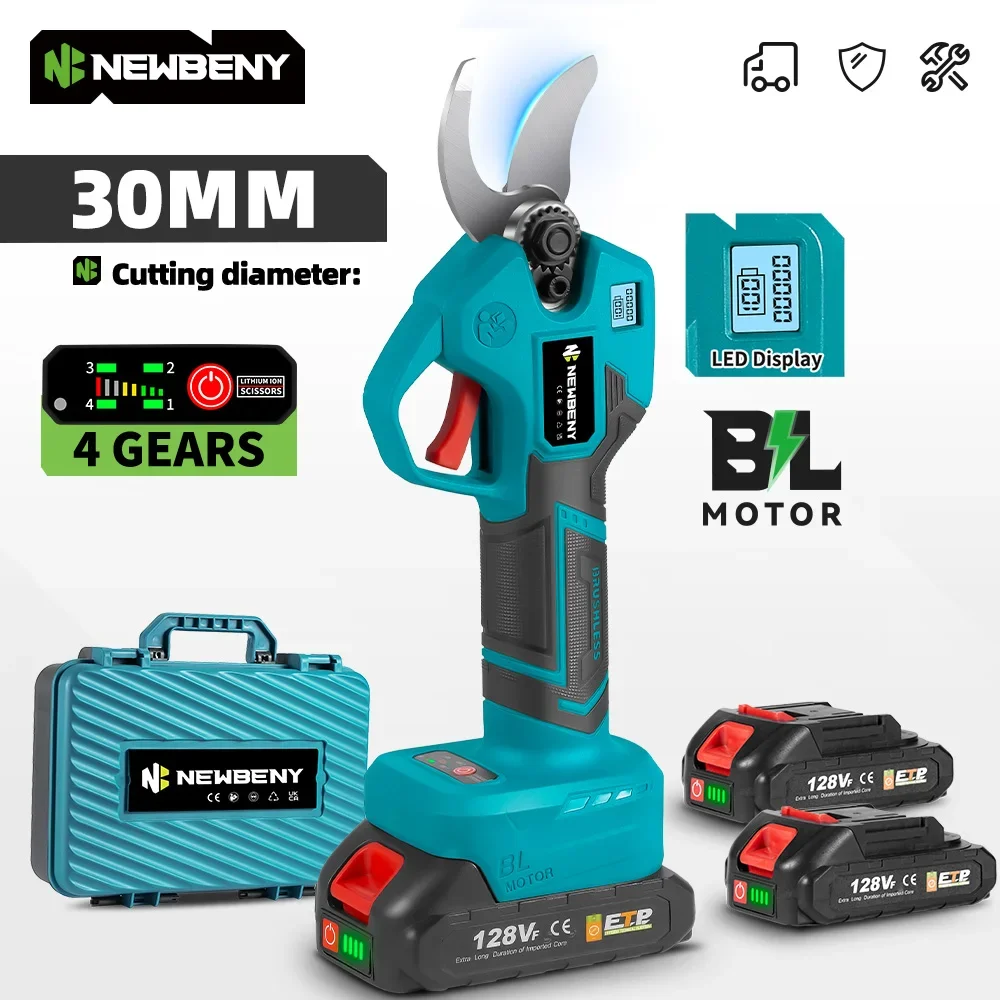 NEWBENY 30 мм аккумуляторные бесщеточные электрические секаторы 4 шестерни фруктовое дерево сад бонсай украшают инструмент для Makita 18 В аккумуляторный штифт