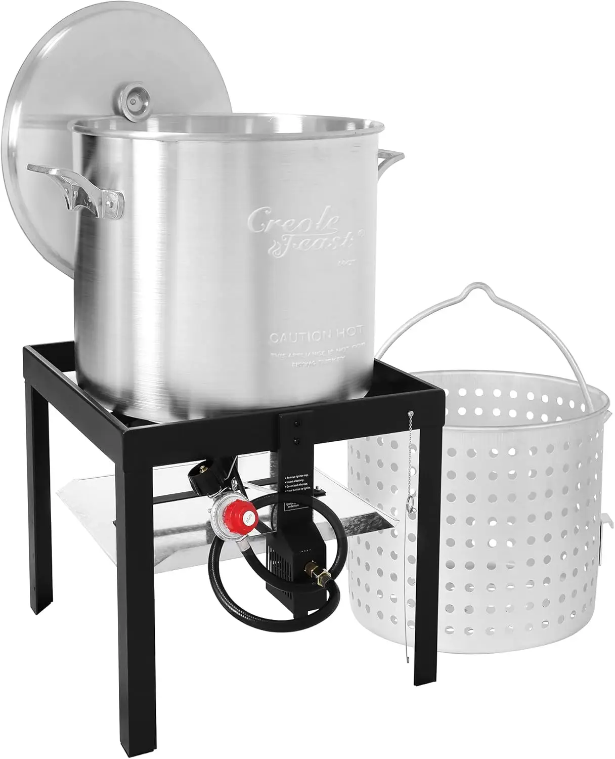 Feast SBK0601 60 Qt. Seafood Boil Pot with Basket and Burner, Outdoor Aluminum Propane Seafood Boiler with 10 PSI Regulator