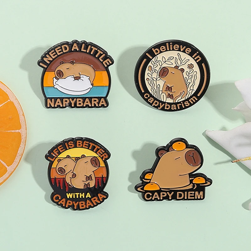Ich glaube Capybariam Emaille Pin Emaille Pin süße Capybara Capy Diem Tier Broschen Revers Abzeichen Cartoon Schmuck Geschenke für Freunde