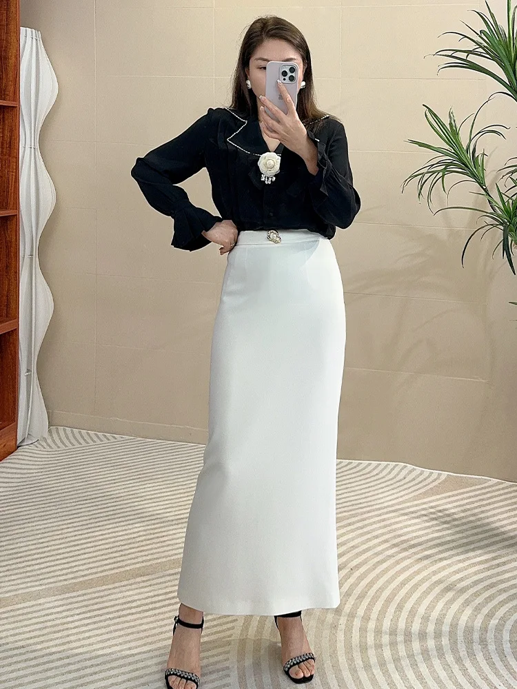 

Tangmi Home High Waist Slimming Tee-acetate Silk Lined Wrap-around One-step Long Skirt Women's f-length Skirt