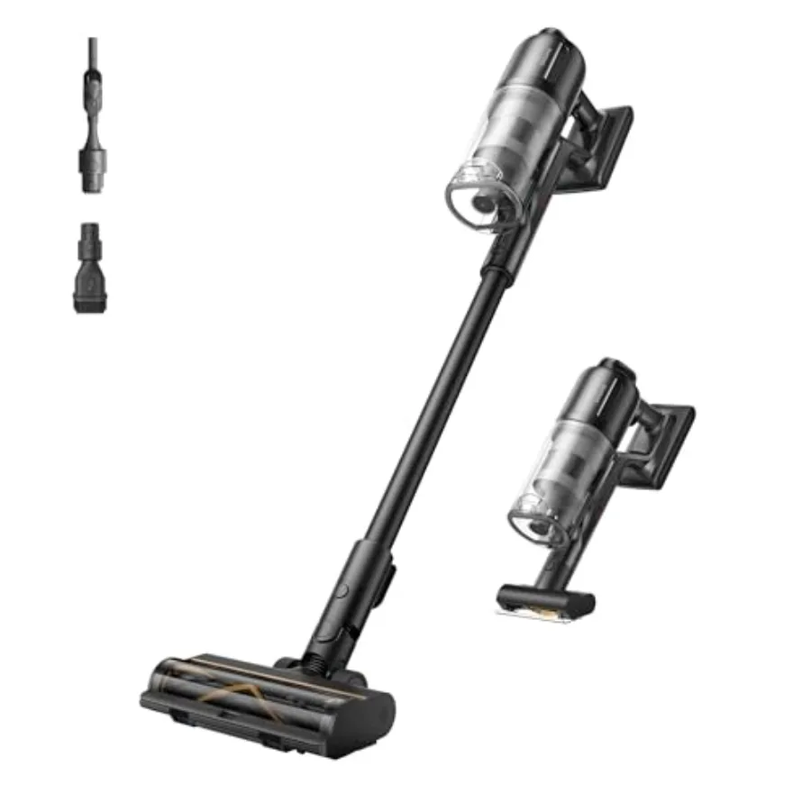 Cordless Stick Vacuum Cleaner for home use, ABS plastic body, black color, 210AW suction power and 90-min runtime