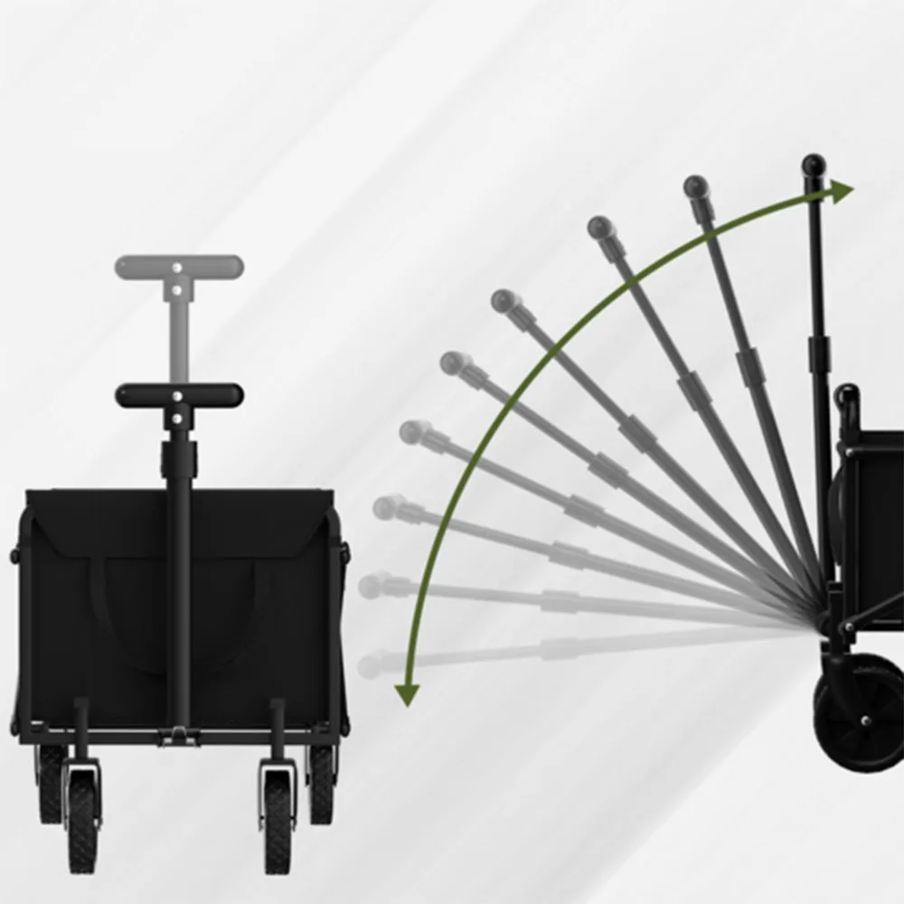 Petit chariot à main noir, chariot pliant de jardin extérieur, chariot de courses utilitaire pliable, chariot de plage de pique-nique Portable