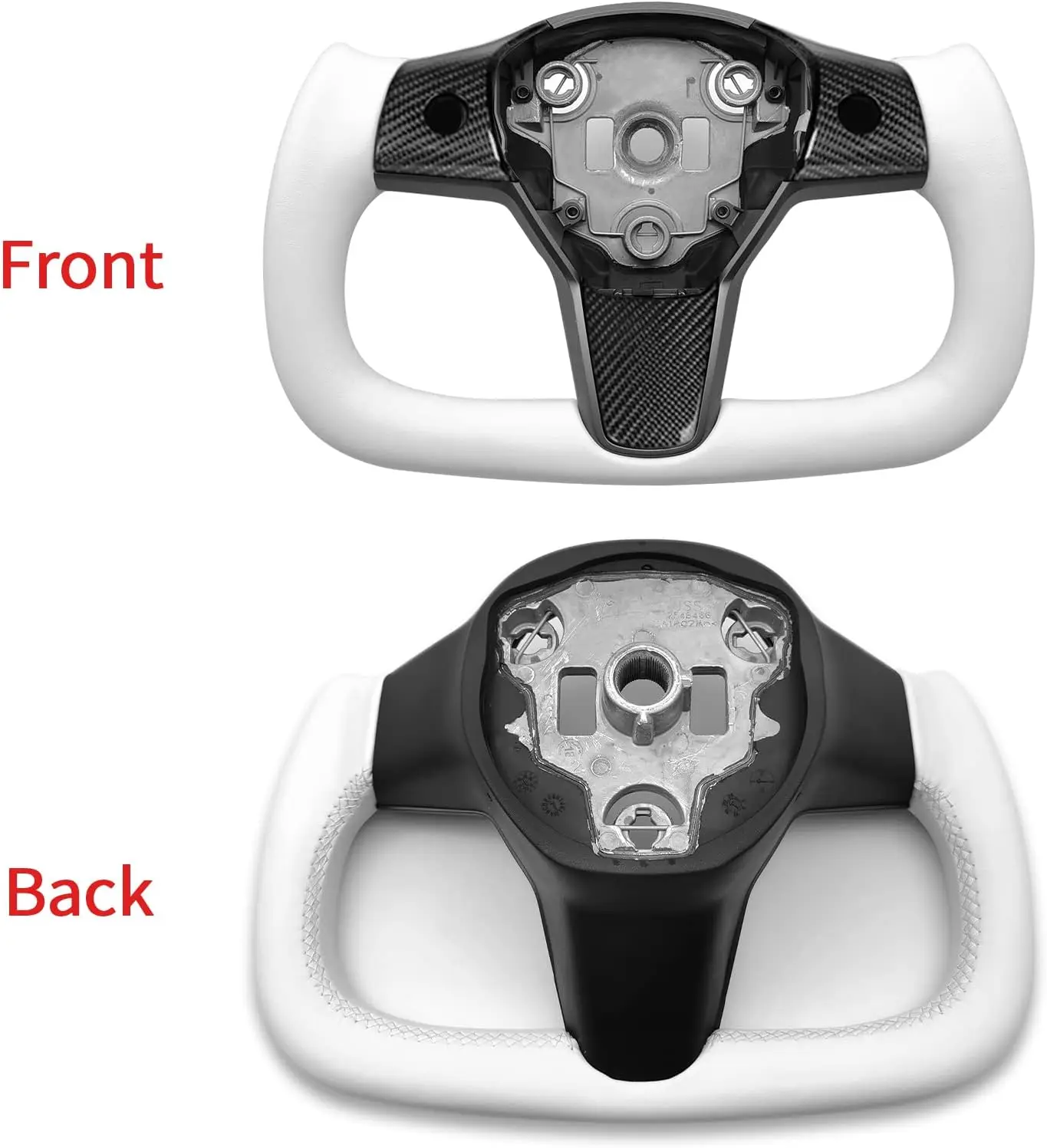 Custom Sports Style YOKE Steering Wheel Carbon Decorative Cover & Nappa Leather with Heating Perfect Fit for Tesla Model Y/ 3 view 4