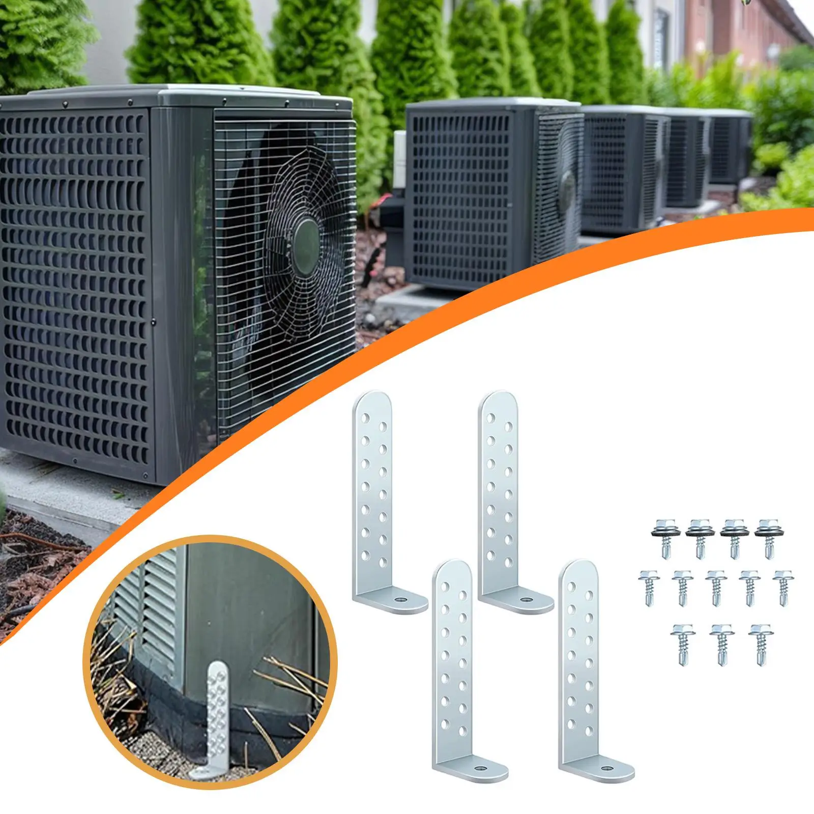 나사가 포함된 허리케인 콘덴서 브래킷 4개, 금속 휴대용 타이 다운 키트