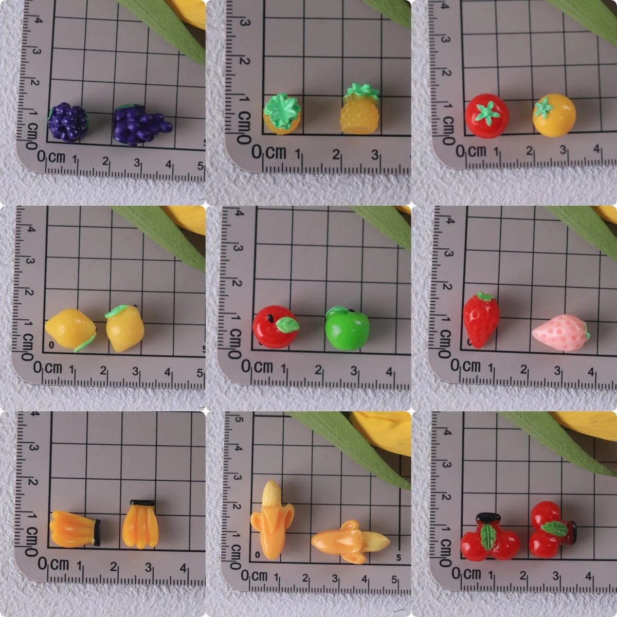 5pcs Fruit Mini Strawberry Lemon Banana Apple Grape Tomato Cherry Dollhouse Miniatures Desktop DIY Doll Accessories Home Decor