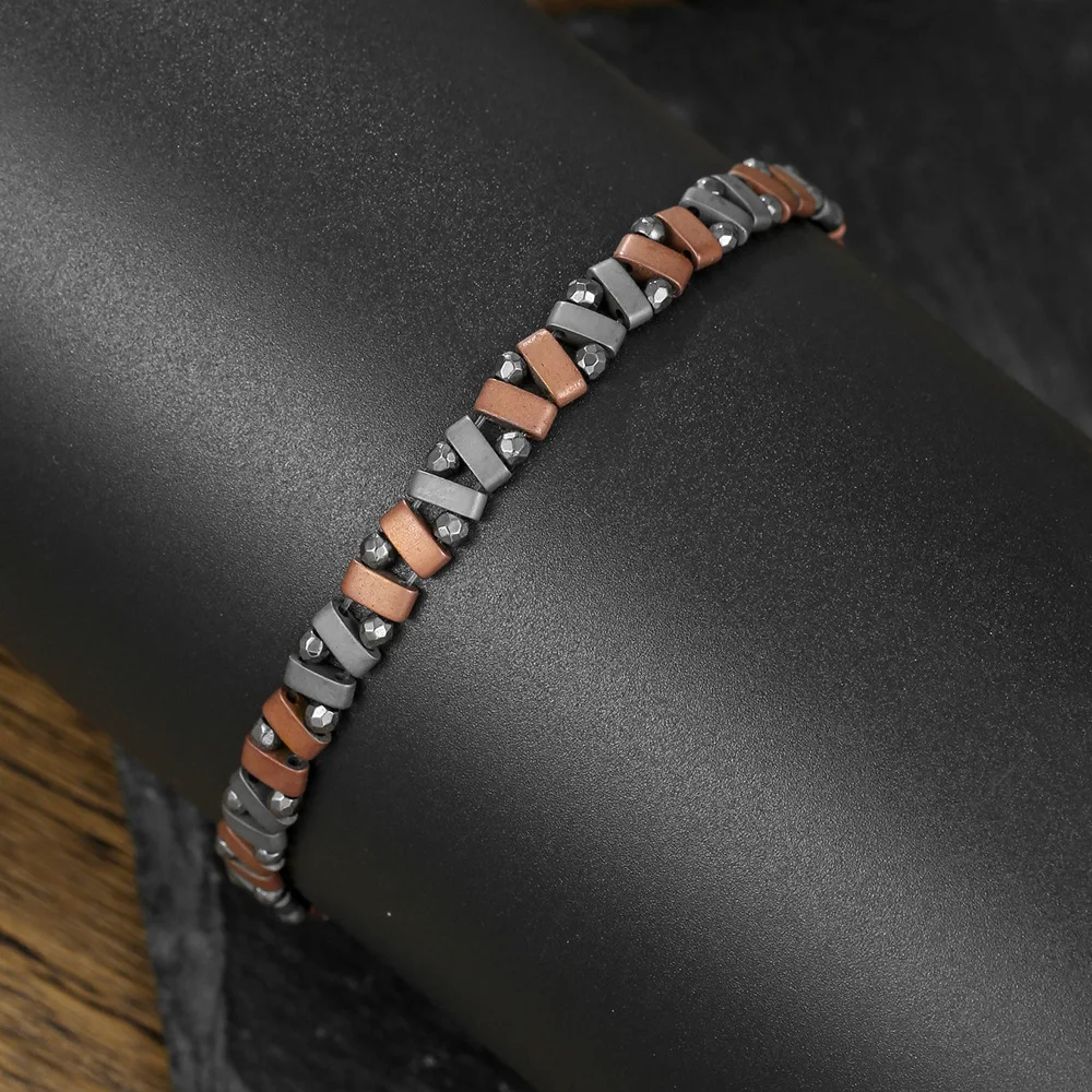 Hip-Hop Elastisches Perlenarmband, Nicht-verblassendes Herrenarmband, Einfaches Schwarzes Gallenstein-Armband, Unregelmäßiges Armband, Einfacher Partyschmuck-Zubehör – Detail 4
