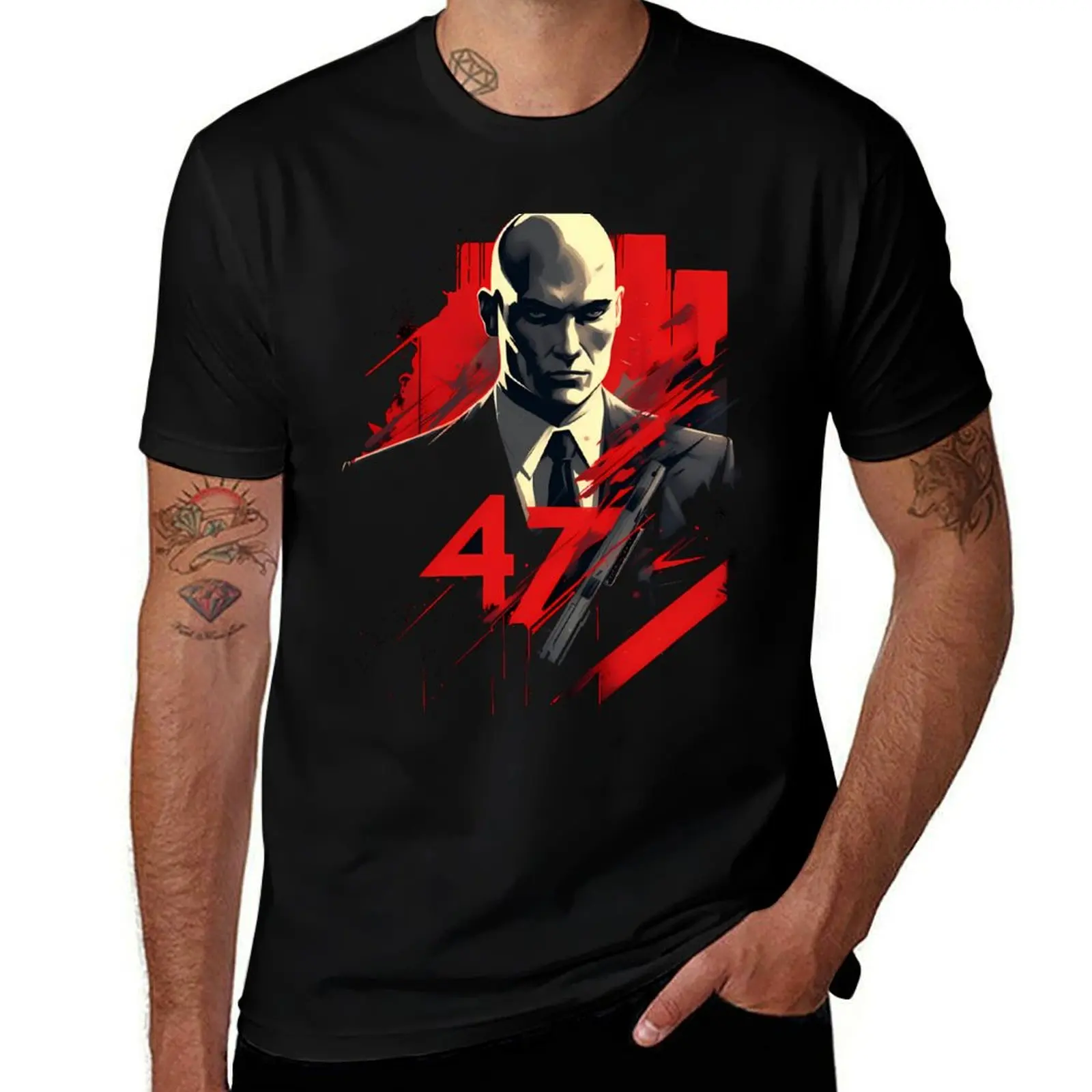 agent 47 T-Shirt Casual Breathable Short Sleeve Top T-Shirt