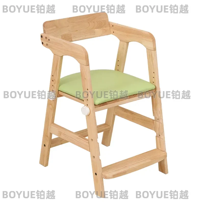 Adjustable Solid Wood Kids Study Desk and Chair Set Ergonomic Growth Seat with Armrests for Elementary School Students Dining