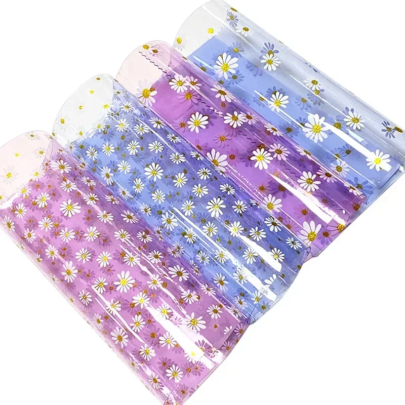 

Daisy Pattern Colorful Transparent PVC Faux Leather Vinyl Fabric Roll For DIY Sewing Bag Table Cloth Hair Clip Bow Accessories