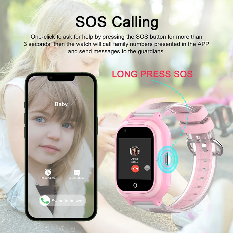 Wonlex  4G Kids Smart Watch with Camera WiFi GPS location Tracker SOS video call 900mAh IP68 Waterproof Children smartWatch KT23