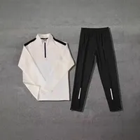 Men's Fitness Training Suit Quick Dry Long Sleeve Running Top Half Zipper Stand Collar New Sportswear Loose Fit Running Set