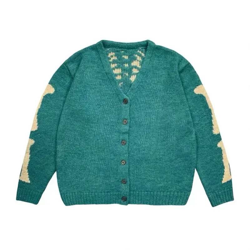 Kapital Vintage Hirata Hiroshi Skeleton Pullover Bone Round Neck Ethnic Knitwear Japanese Printed Loose Sweater for Men