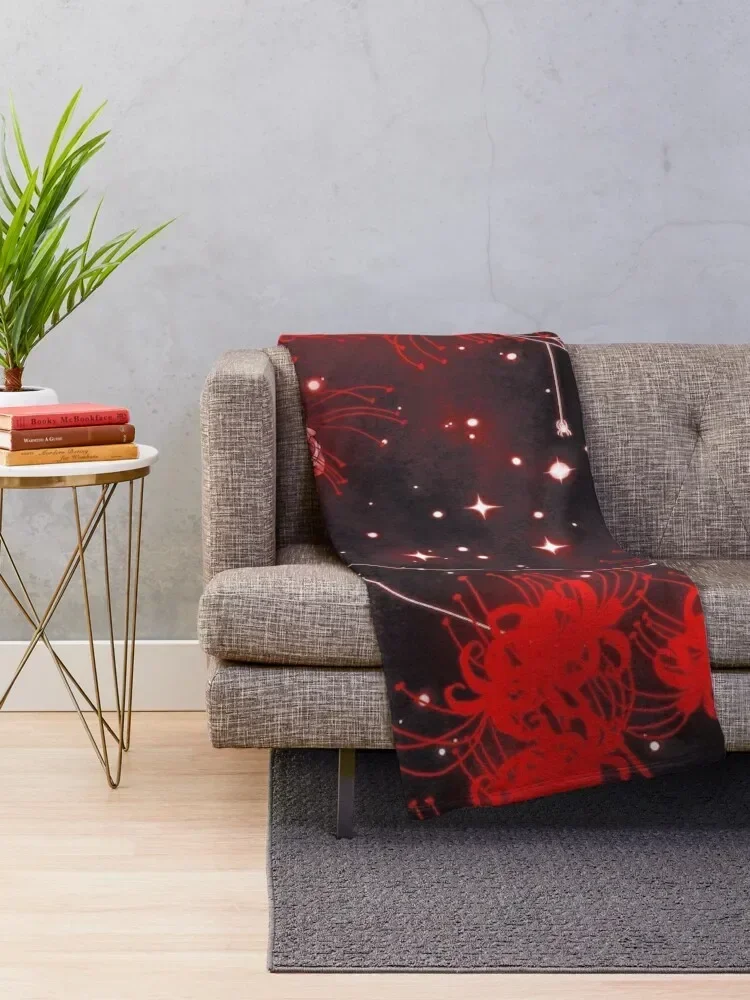 Galaxy Red Spider Lilies and Webs Throw Blanket For Sofa Thin Decorative Sofas Flannel Fabric For Baby Blankets