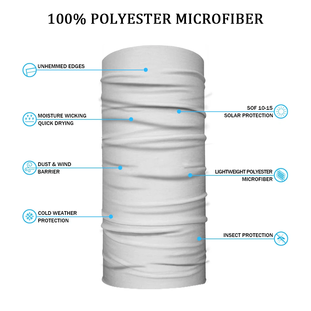 흰색 사이클링 낚시 머리띠, 야외 심리스 반다나 마스크, 하이킹 목 워머, 각반 얼굴 가리개 스카프, 남녀공용 바라클라바