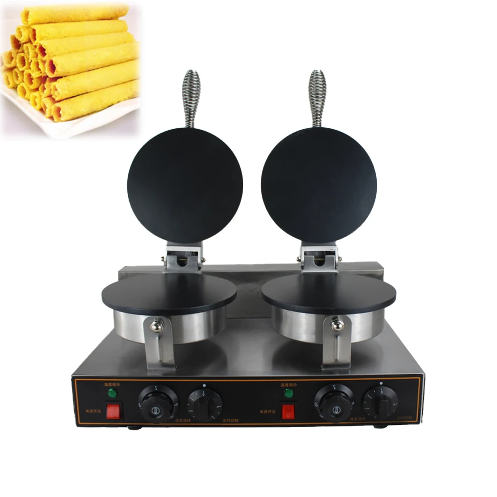 Double-head Egg Roll Making Manual electric waffle maker biscuit roll maker snack Non stick pan coating Commercial kitchen maker