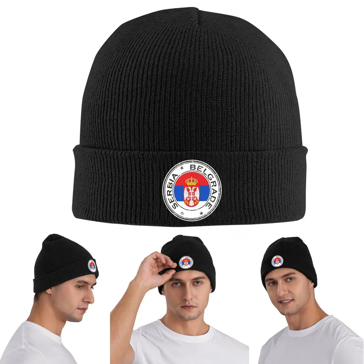 

Serbia Flag Warm Knitted Cap Winter Knit Bonnet Hat Skullies Beanies Hip Hop Caps for Unisex