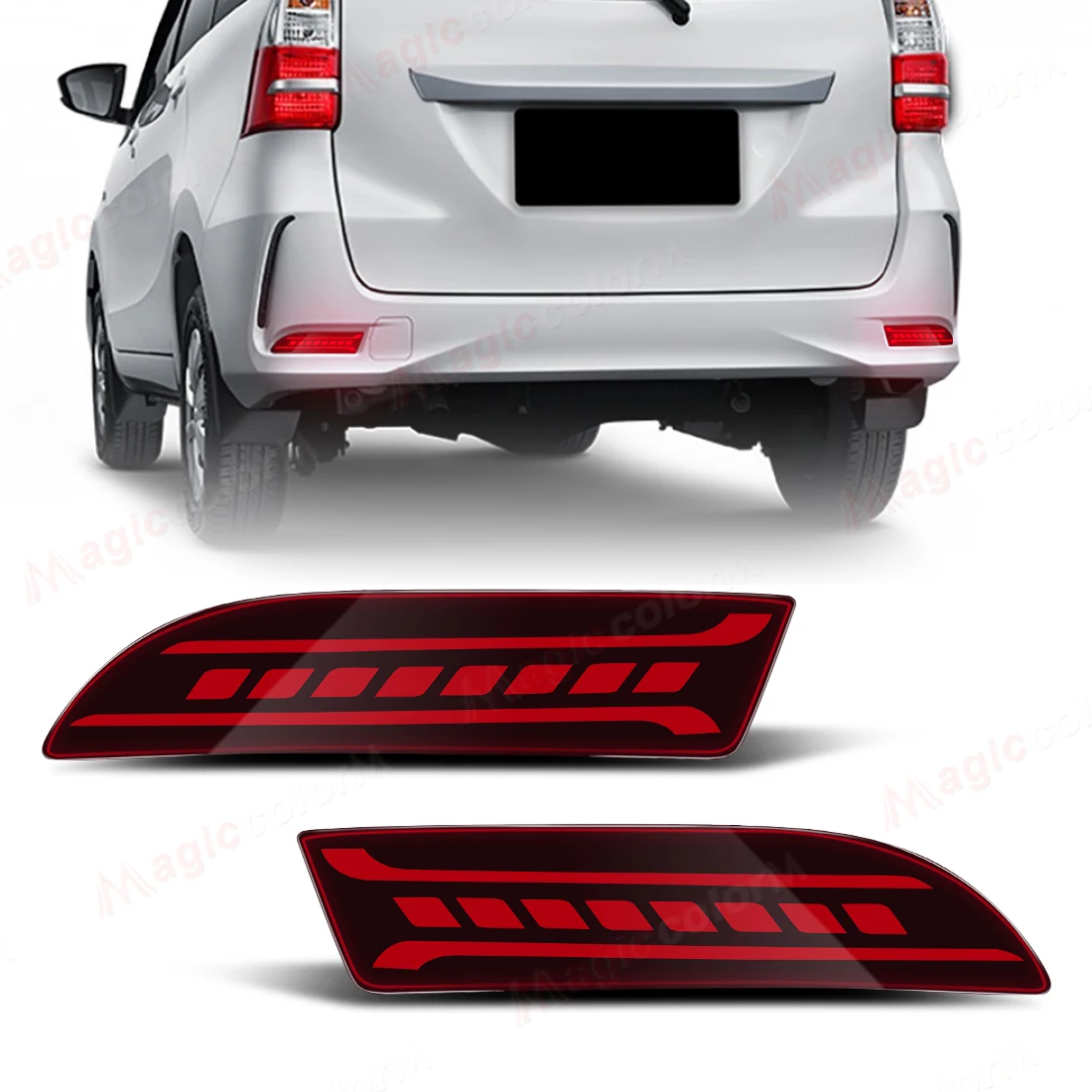 

Для Toyota Avanza 2022 2023 2024, светодиодный отражатель заднего бампера, фонари для вождения автомобиля, ходовой тормоз, предупреждение, динамические указатели поворота