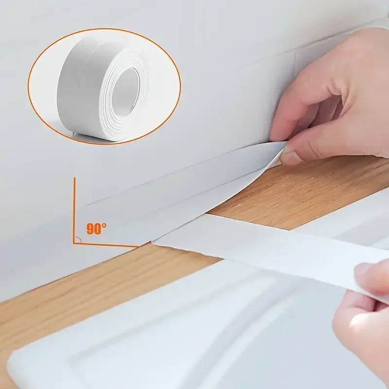 1 rollo de cinta autoadhesiva de PVC blanco impermeable: perfecta para baño, fregadero y cocina: ¡pegatidad súper fuerte!