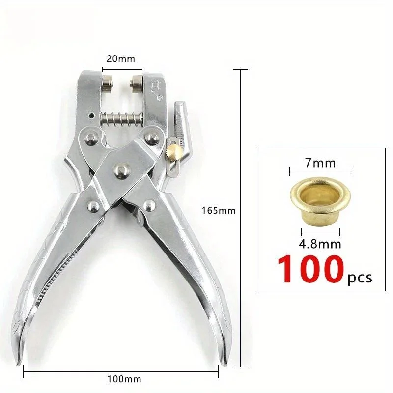 101Pcs Dual-Purpose Tool Grommet Eyelet Pliers Kit, Portable Grommet/Puncher Hand Press Kit for Leather/Belt/Shoes/Cloths
