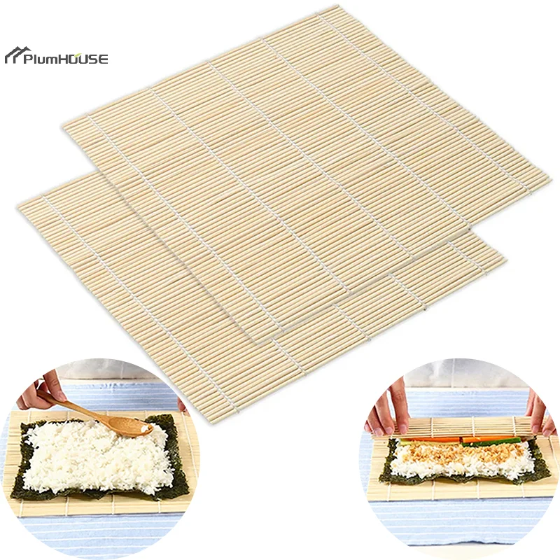 Sushi Bamboo Rolling Mats 24x24cm Onigiri Rice Tools Non-Stick DIY Sushi Mat Bamboo Japanese Sushi Tool Kitchen Accessories
