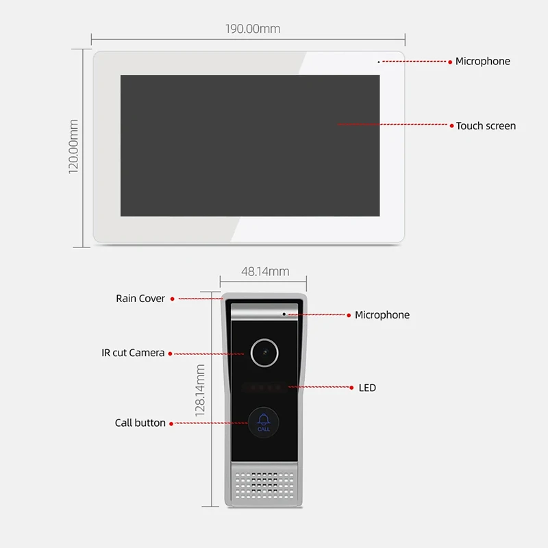 Jeatone 7 Zoll Wifi Video Tür Telefon Gegensprechanlage Türklingel drahtloses Hausa larm system Tuya Smart Home für Tür kamera Steuerungs system