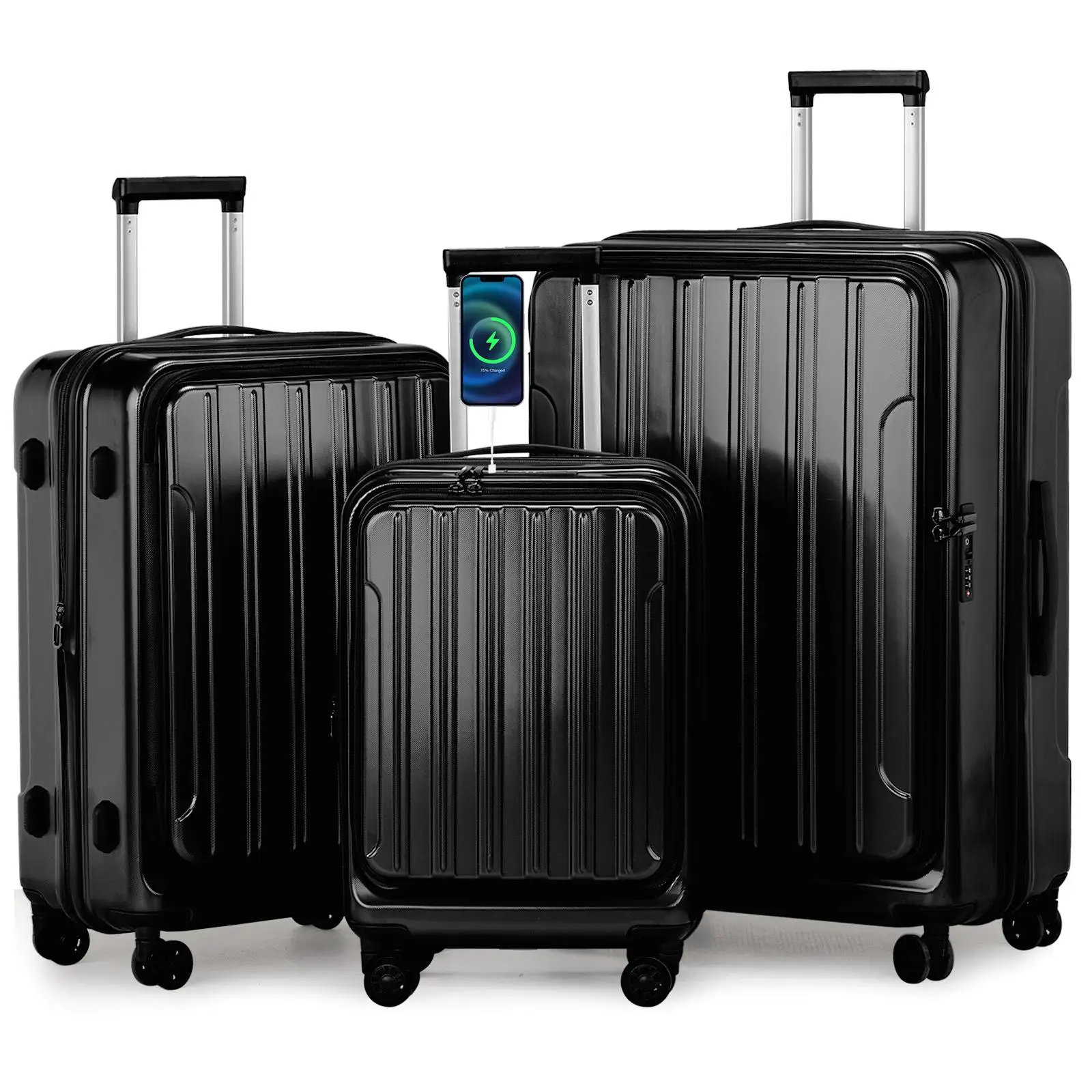 3-Piece Lightweight Luggage Set, Expandable Hardshell Suitcases with TSA Lock &  Wheels (20/24/28, )