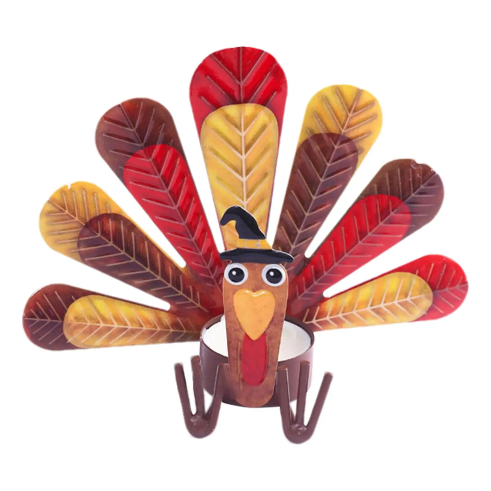 Thanksgiving Tealight Holders Alloy Fall Harvest Candle Holder Turkey Design Harvest Theme Candlestick For Table Centerpiece