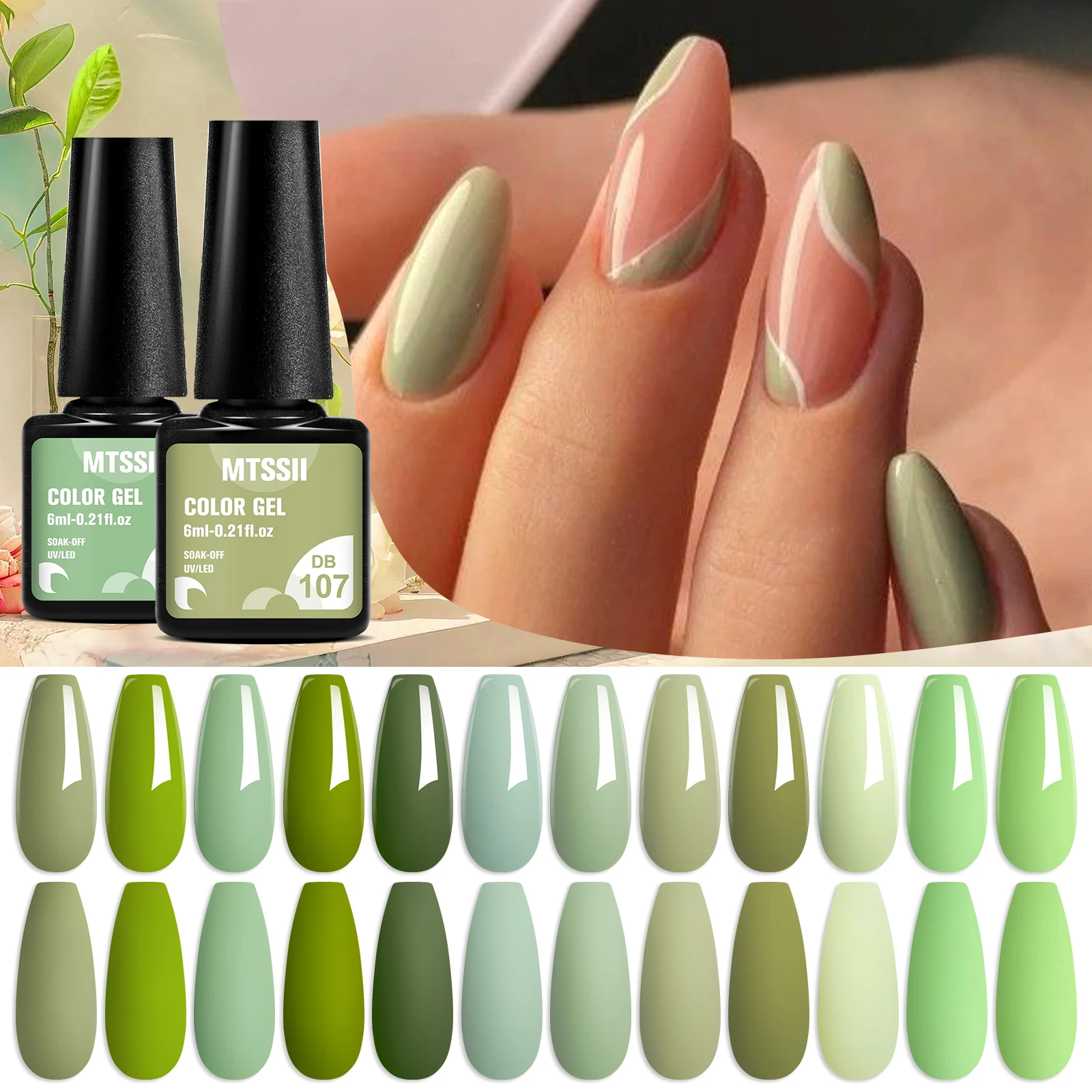 MTSSII 12 Teile/satz Grüne Serie Gel Nagellack Frühling Sommer Einfache Frische Farbe UV Gel Lack Nail art Maniküre Kit Nagel versorgung