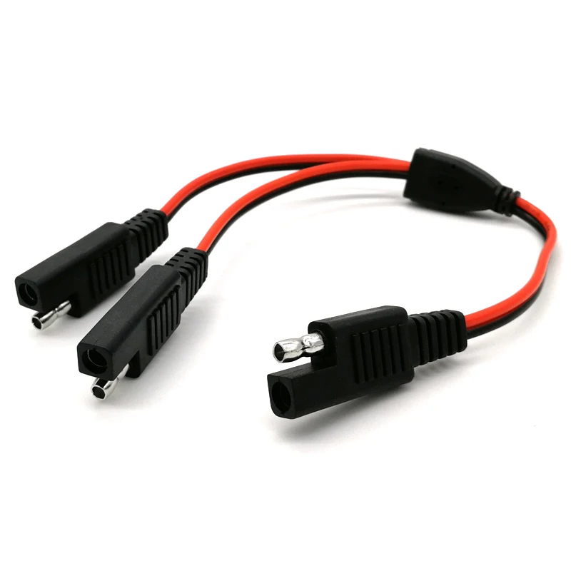 DIY 1 to 2 SAE Power Extension Cable Adapter Connector 2 Pin Quick Connect Disconnect Plug SAE Power Extension Cable 18AWG 300mm