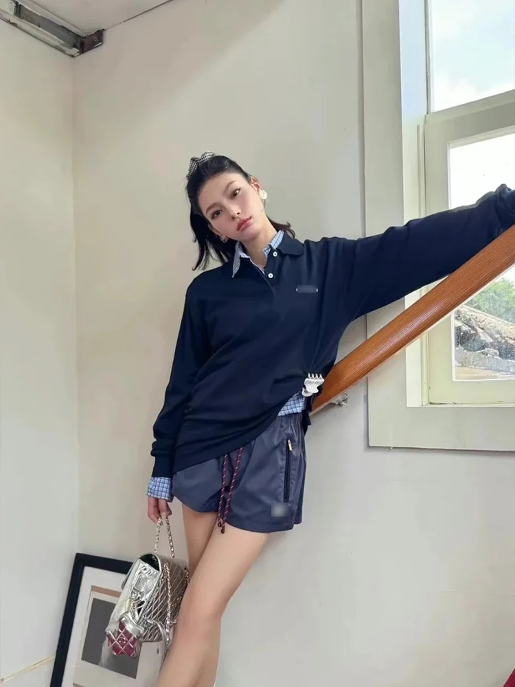 Outono inverno novo sle feminino longo sve ne camiseta carta impressão solto ajuste camada base irt commute sle algodão