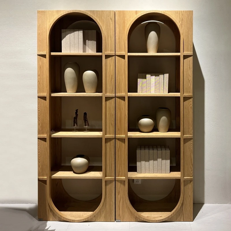 Bookcase Log Shelf Living Room Partition Container Ornament Cabinet
