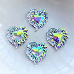 20 pz nuovo bianco AB a forma di cuore strass gioielli fai da te che fanno accessori resina mestiere scrapbook decorazione di nozze strass