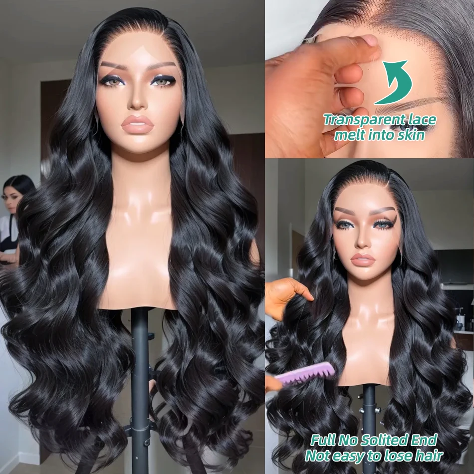 Poker Face 40 Inch 13x4 13x6 HD Body Wave Lace Front Wig Pre Plucked Wave Lace Frontal Wig 100% Human Hair Wigs For Black Women