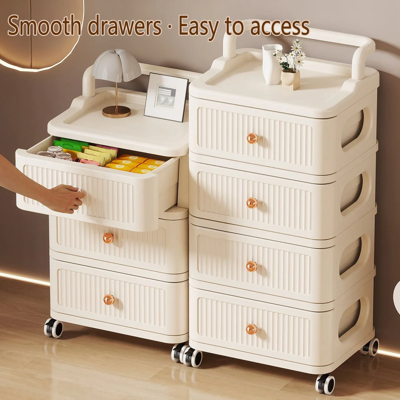 Multi-Drawer Mobile Toy Storage Cabinet for Kids Bedroom Baby Feeding Table Utility Cart Home Use Furniture for Children