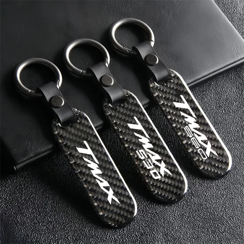 1PCS Carbon Fiber Car Keychain Cool Pendant Keyring For Yamaha TMAX 530 Tmax 500 T-MAX 560 tmax560 Custom LOGO Accessories